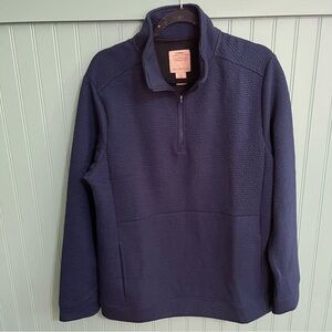 Telluride Men's Navy 1/4 Zip Pullover Kangaroo Pouch Textured Super Soft Size M